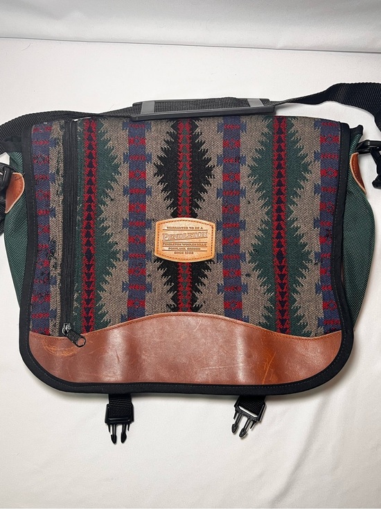 Pendleton Other - Vintage Pendleton Multicolor Navajo-Style Messenger Bag with Leather Accent